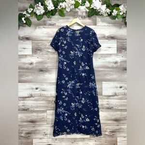 Vintage Talbots y2k floral chiffon short sleeve maxi dress 8 boho minimalist